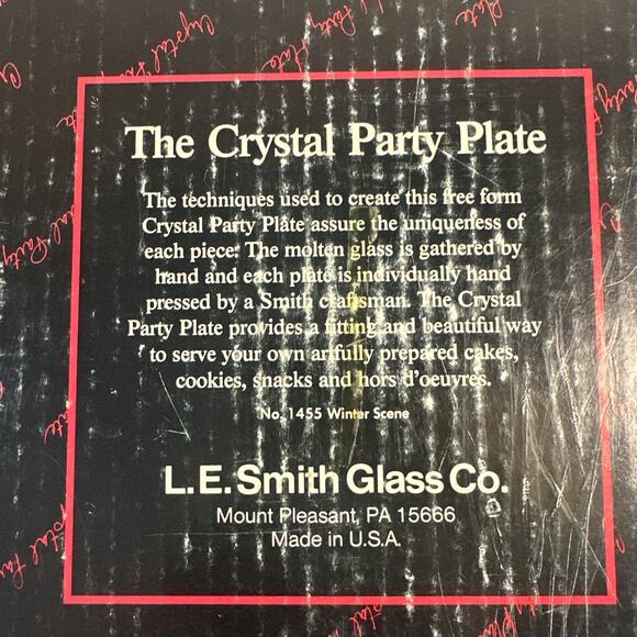 13 Inch Crystal Party Plate by L.E. Smith Winter Christmas Sleigh Ride - Picture 4 of 4